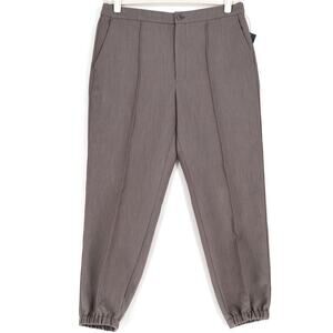 Alfani Men's Taupe Gray Woven Casual Fit Elastic Hem Dressy Jogger Pants Size L